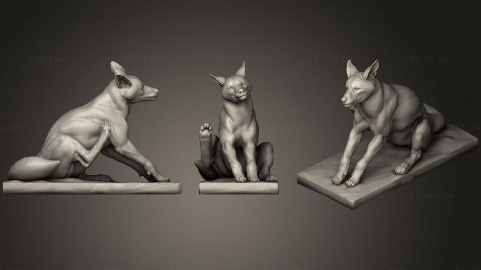 Статуэтки животных (Поза Лисы 02, STKJ_0965) 3D модель для ЧПУ станка